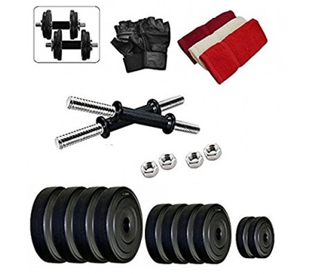  Body Maxx Pvc 12 Kg Adjustable Fitness Dumbells Set Home Gym With Hand Towel